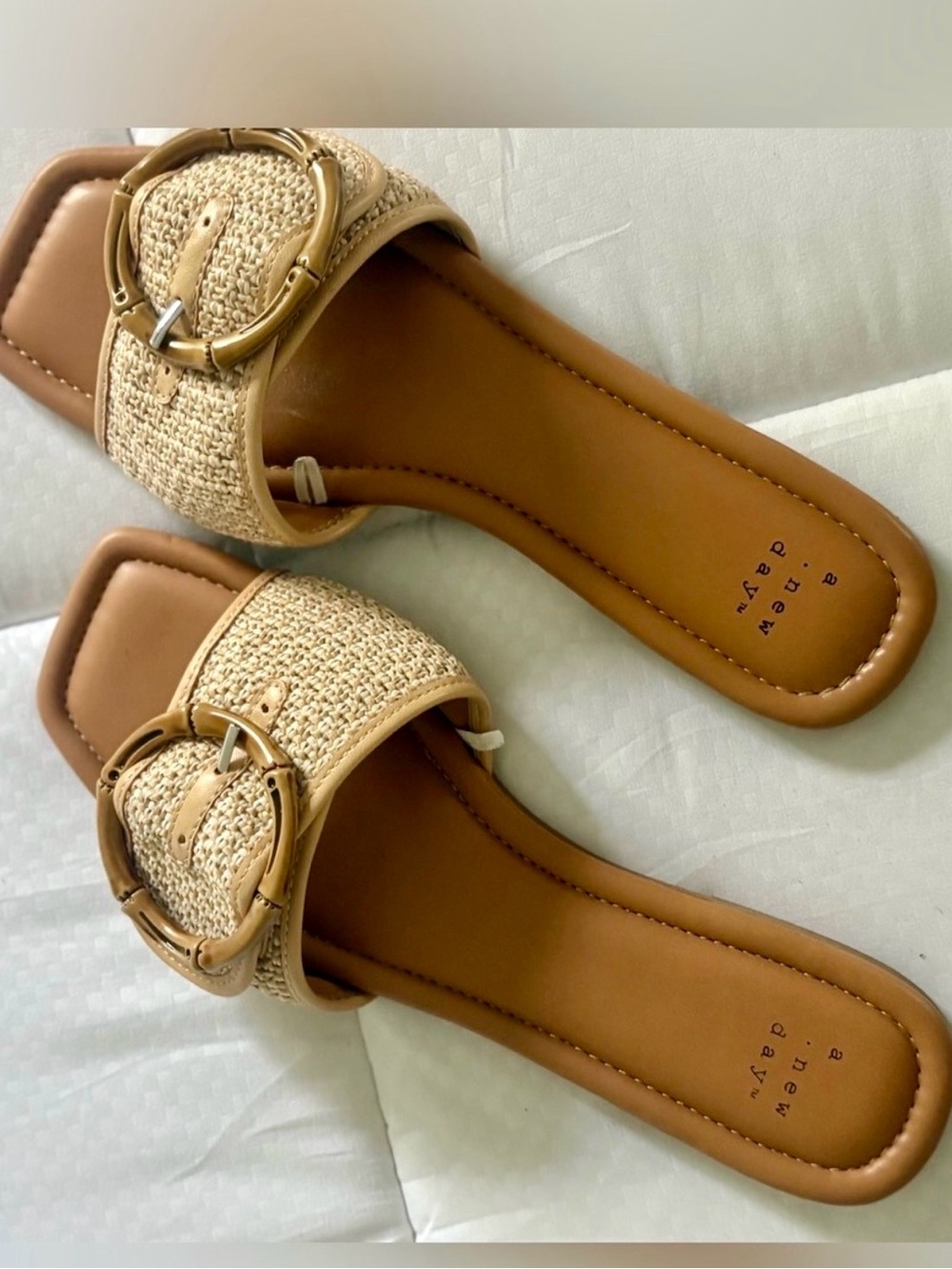 a new day Tan Woven Slide Sandals with Bamboo-Style Buckle - Picture 1 of 3